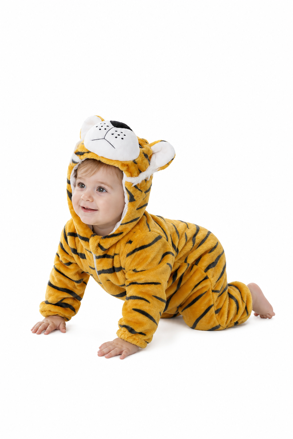 Baby Orange Plush Tiger Hooded Kigurumi Onesie