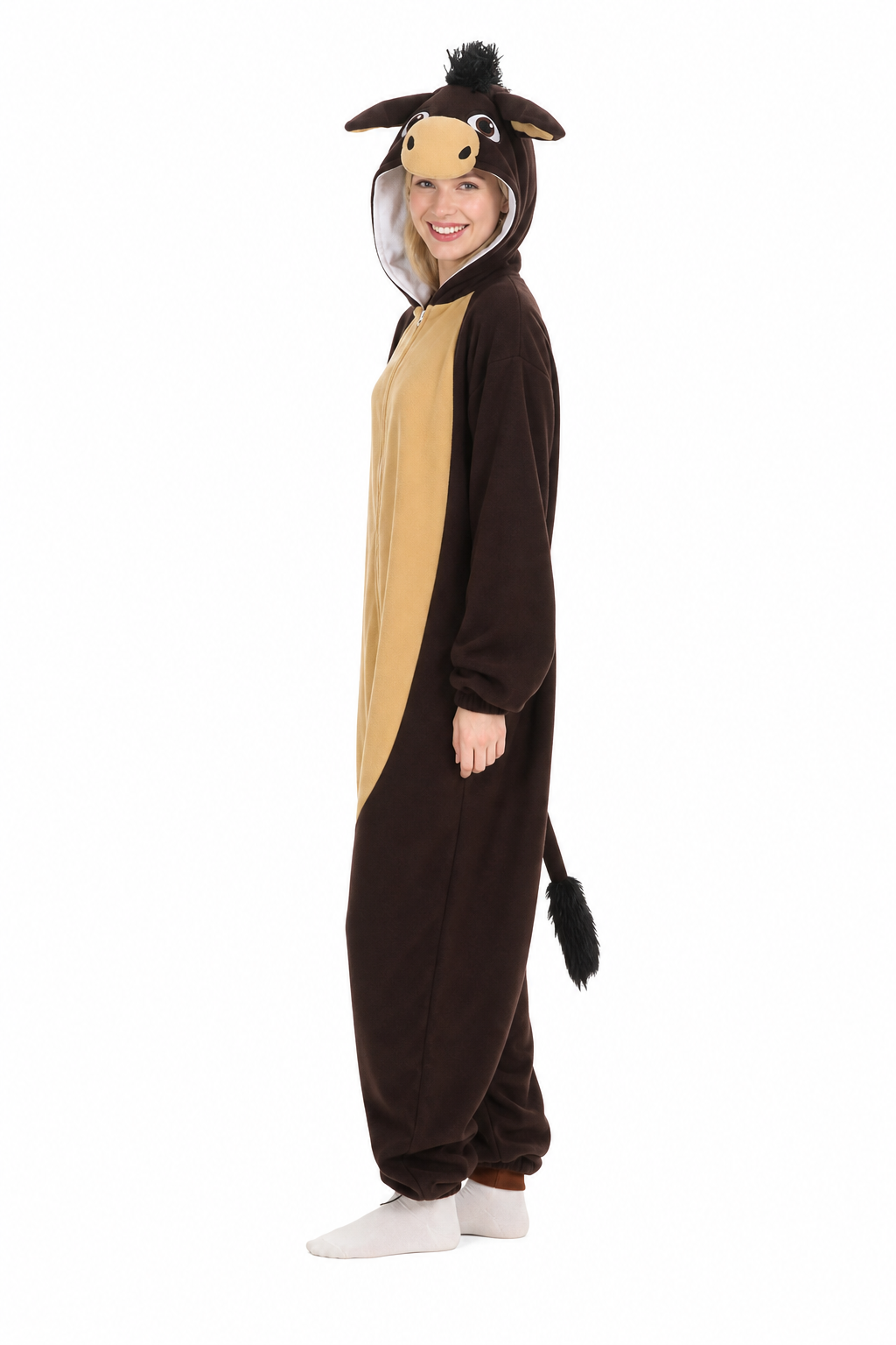 Adult Plush Brown Donkey Onesie Costume