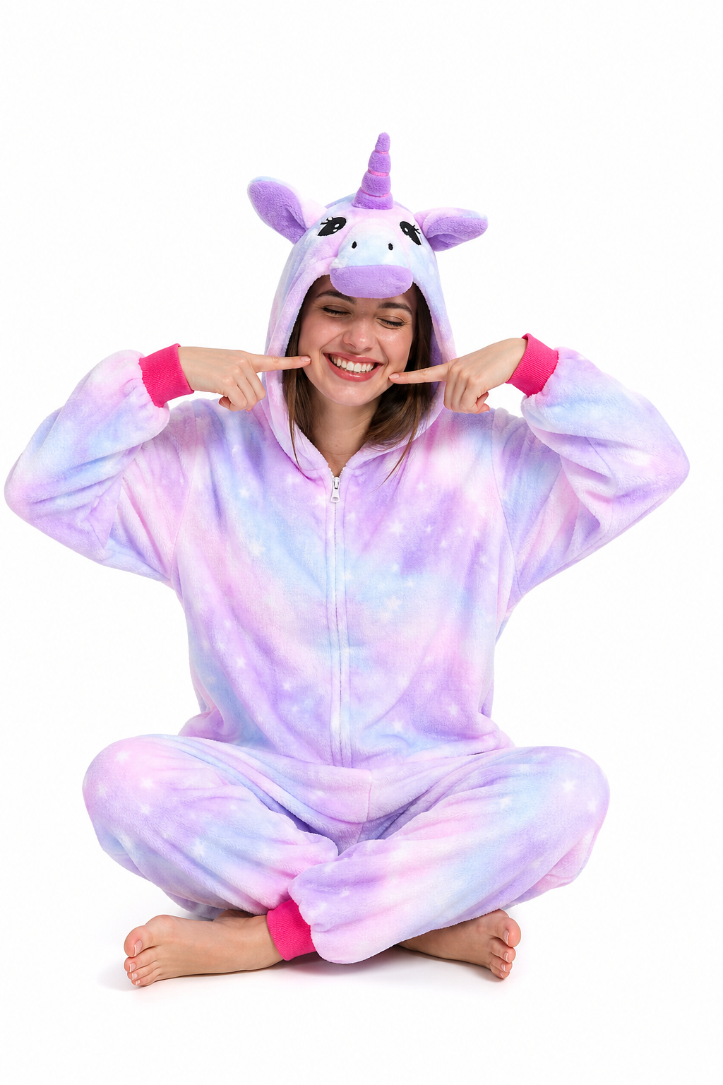 Adult Hooded Pastel Purple Starry Sky Unicorn Kigurumi Onesie