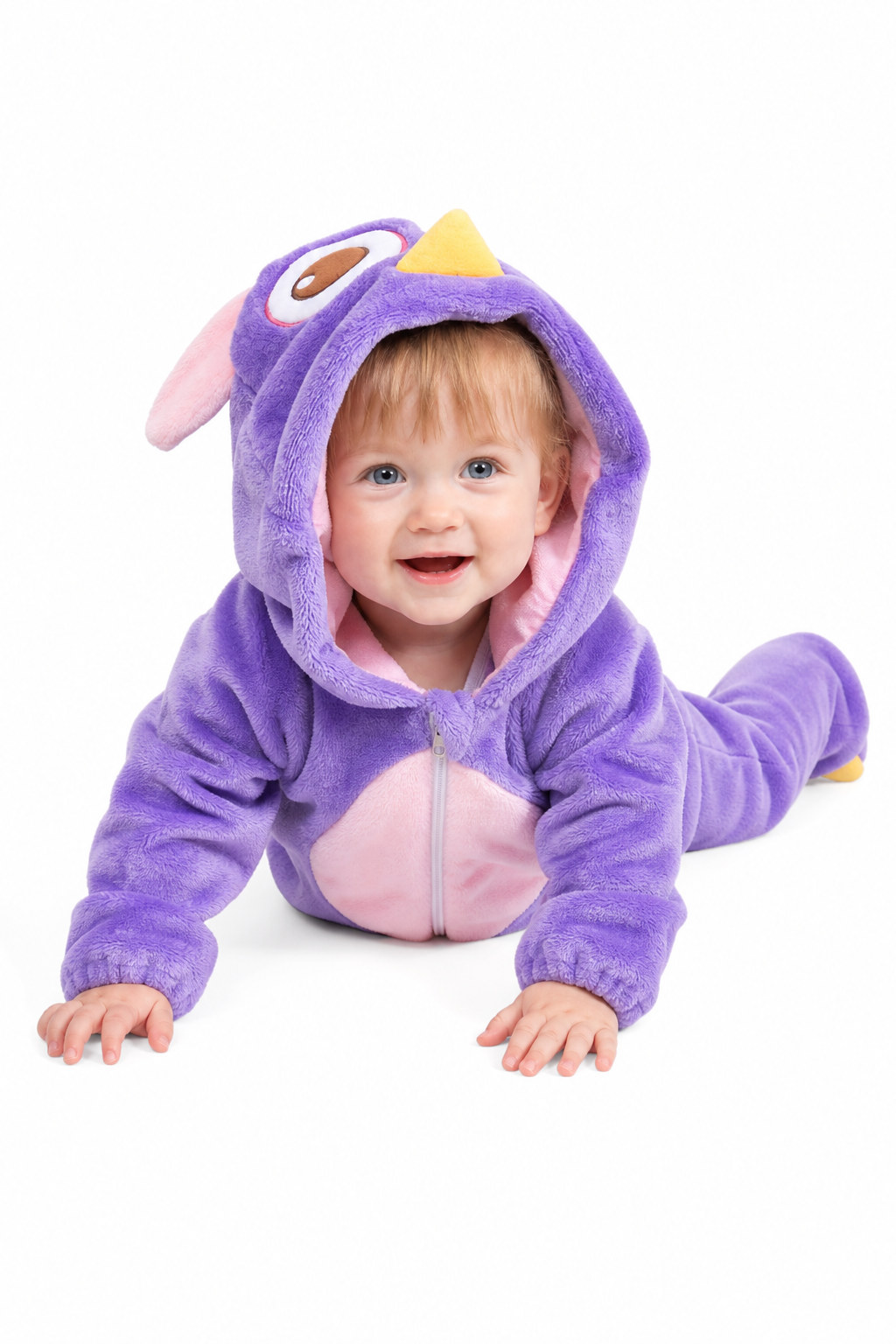 Baby Purple Plush Dragon Kigurumi Onesie with Pink Belly