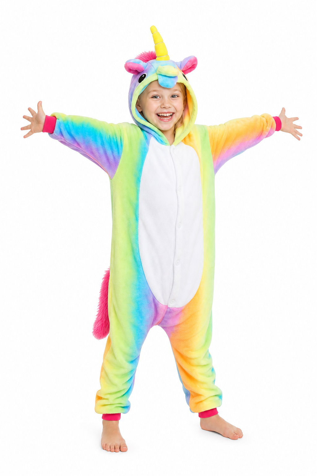 Kids' Hooded Rainbow Ombre Unicorn Kigurumi Onesie
