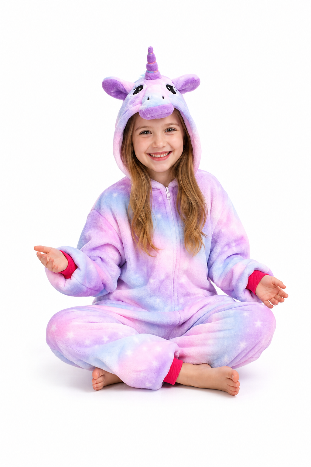 Kids' Hooded Pastel Galaxy Tie-Dye Unicorn Kigurumi Onesie