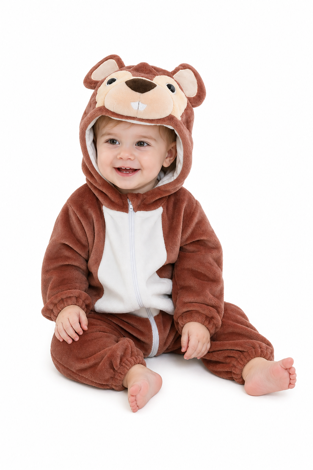 Brown Plush Squirrel Kigurumi Onesie for Baby