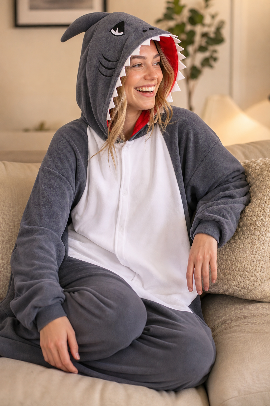 Adult Dark Grey Shark Kigurumi Onesie
