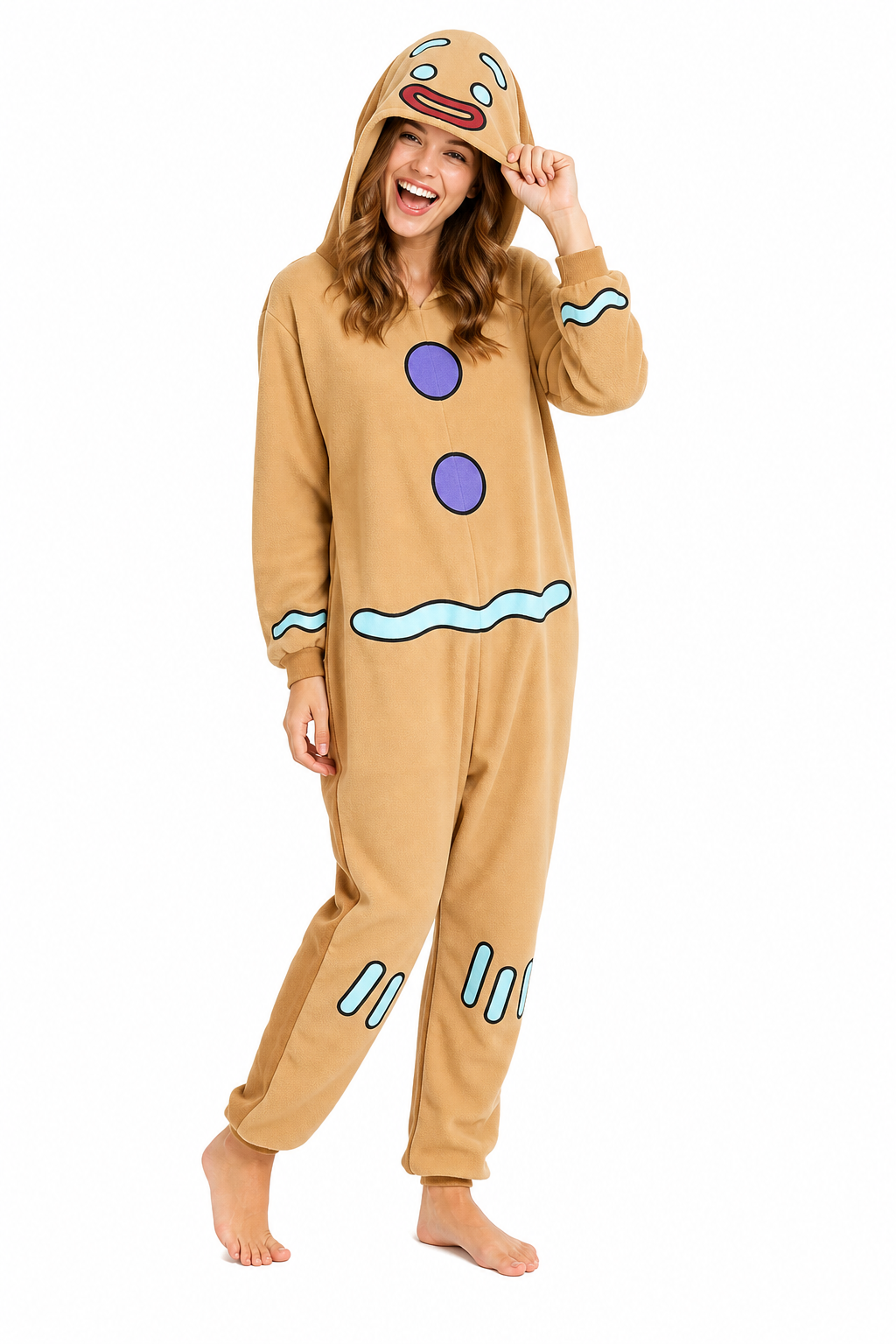 Adult Hooded Gingerbread Man Kigurumi Onesie
