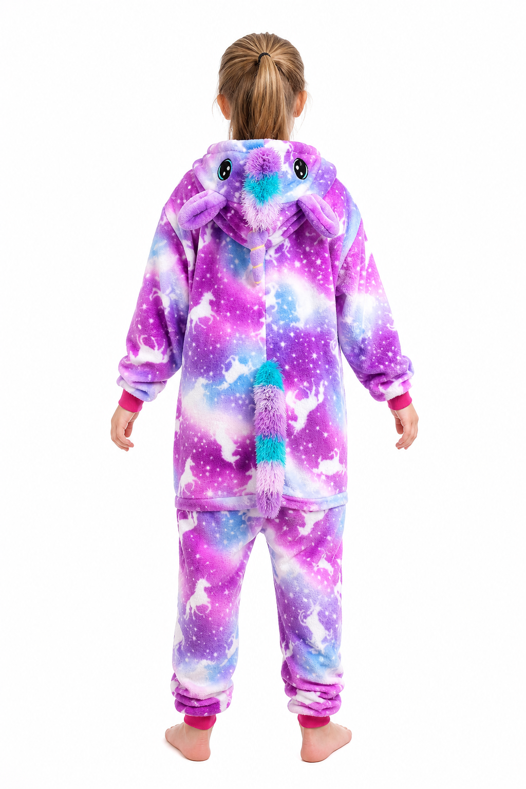 Kids' Hooded Blue and Purple Galaxy Unicorn Kigurumi Costume Onesie