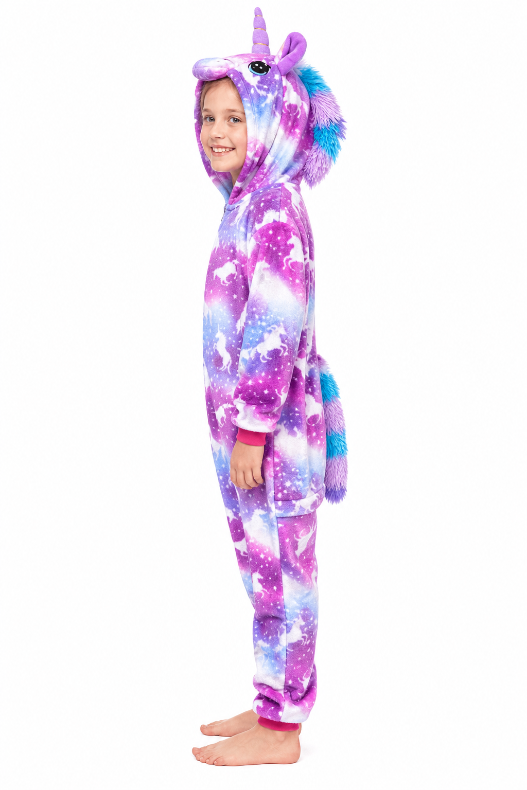 Kids' Hooded Blue and Purple Galaxy Unicorn Kigurumi Costume Onesie