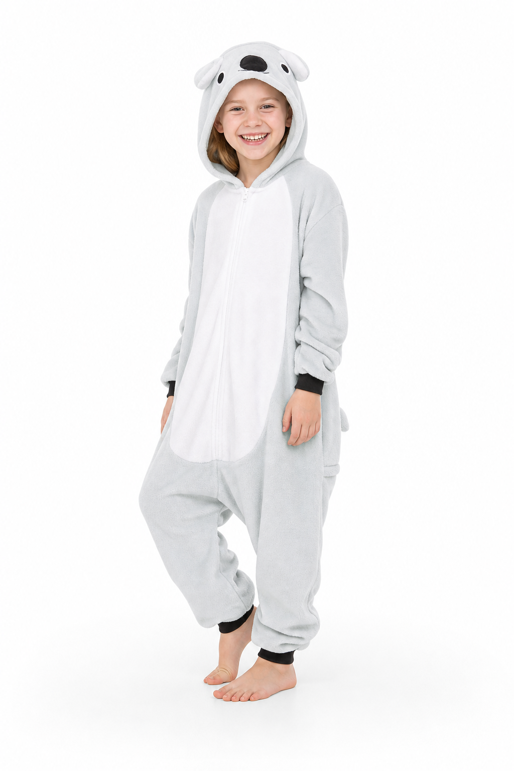 Kids' Hooded Gray Koala Kigurumi Costume Onesie