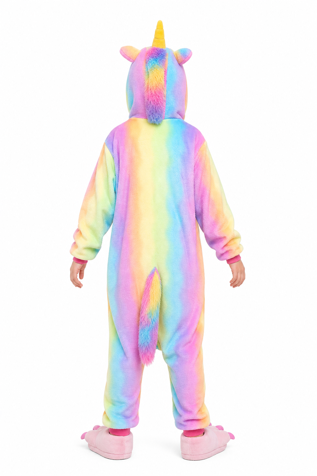 Kids' Hooded Pastel Rainbow Unicorn Kigurumi Pajama Onesie