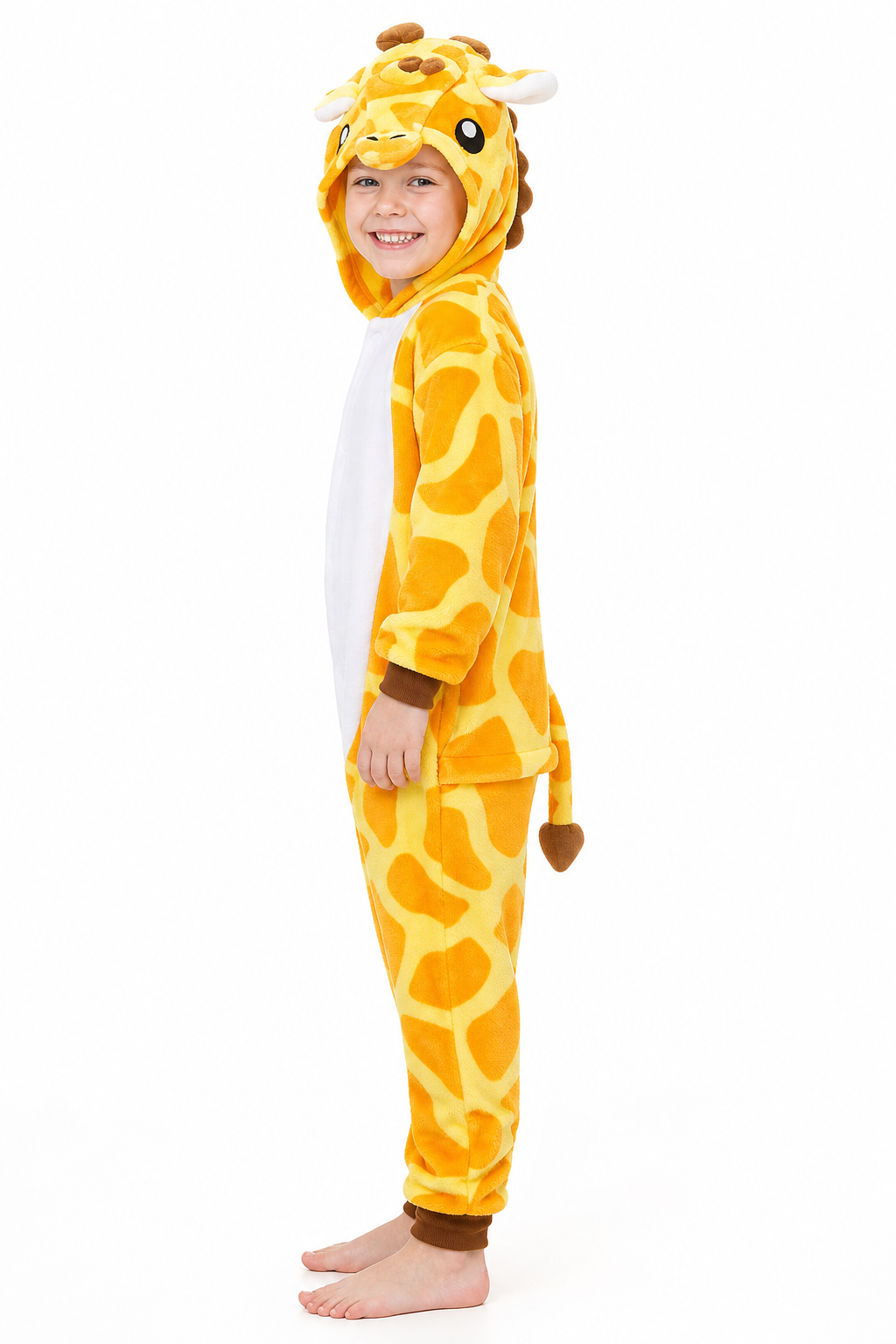 Kids' Hooded Orange Giraffe Kigurumi Costume Onesie