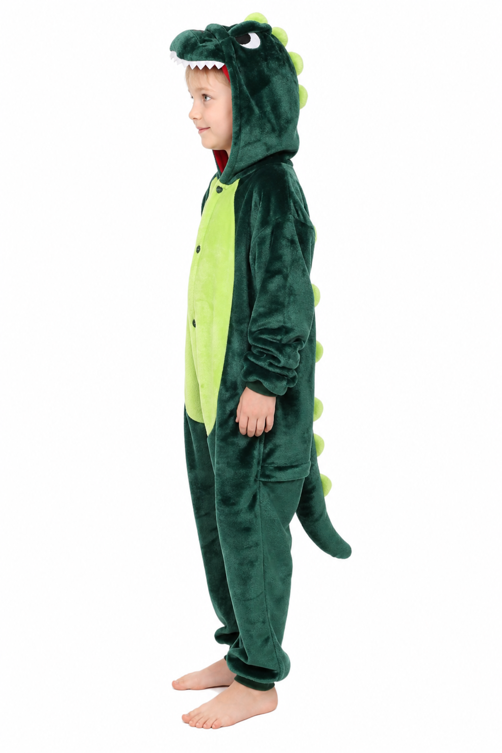 Kids' Hooded Green Dinosaur Kigurumi Onesie