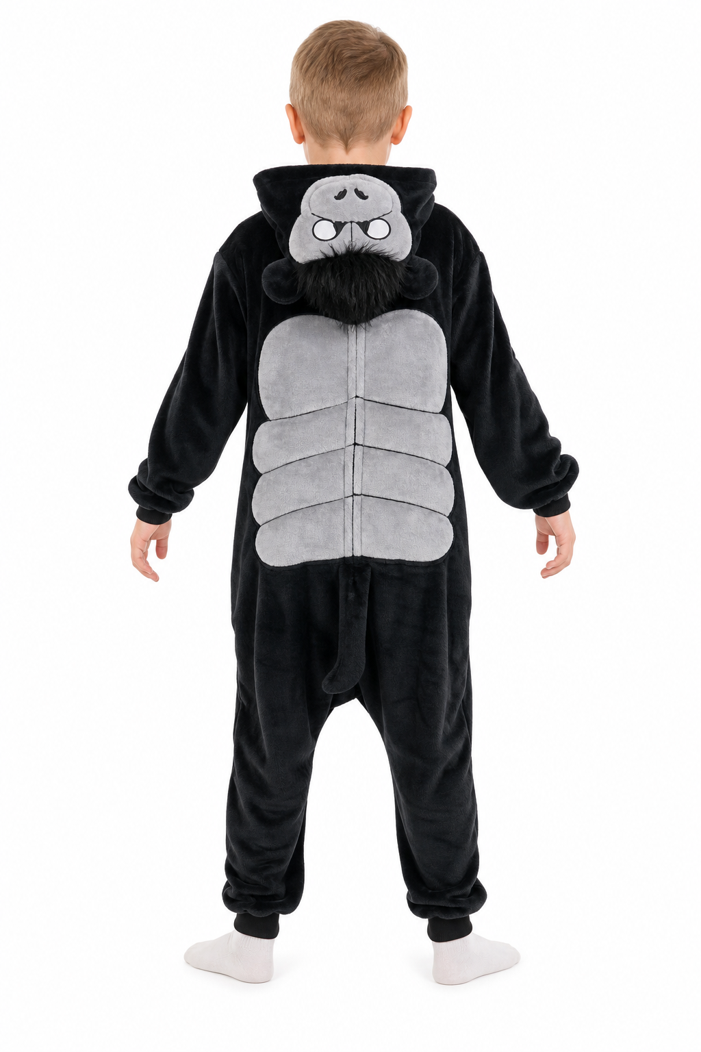 Kids' Hooded Black Gorilla Kigurumi Costume Onesie