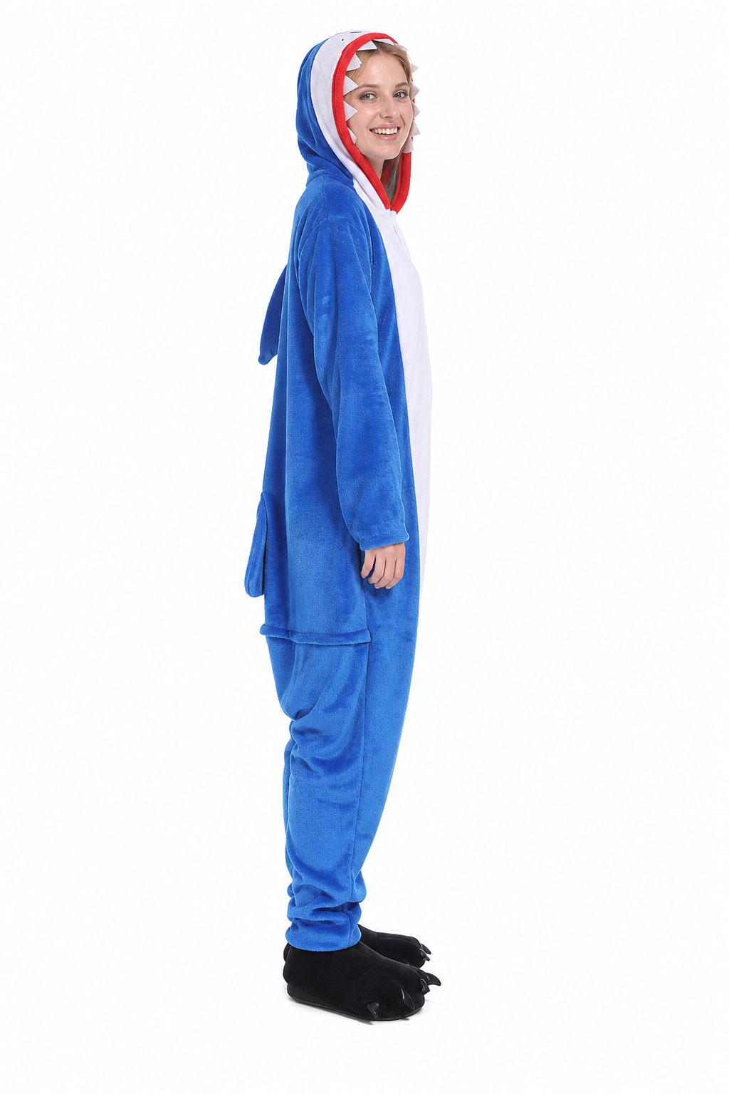 Adult Blue Shark Kigurumi Onesie with Teeth Hood