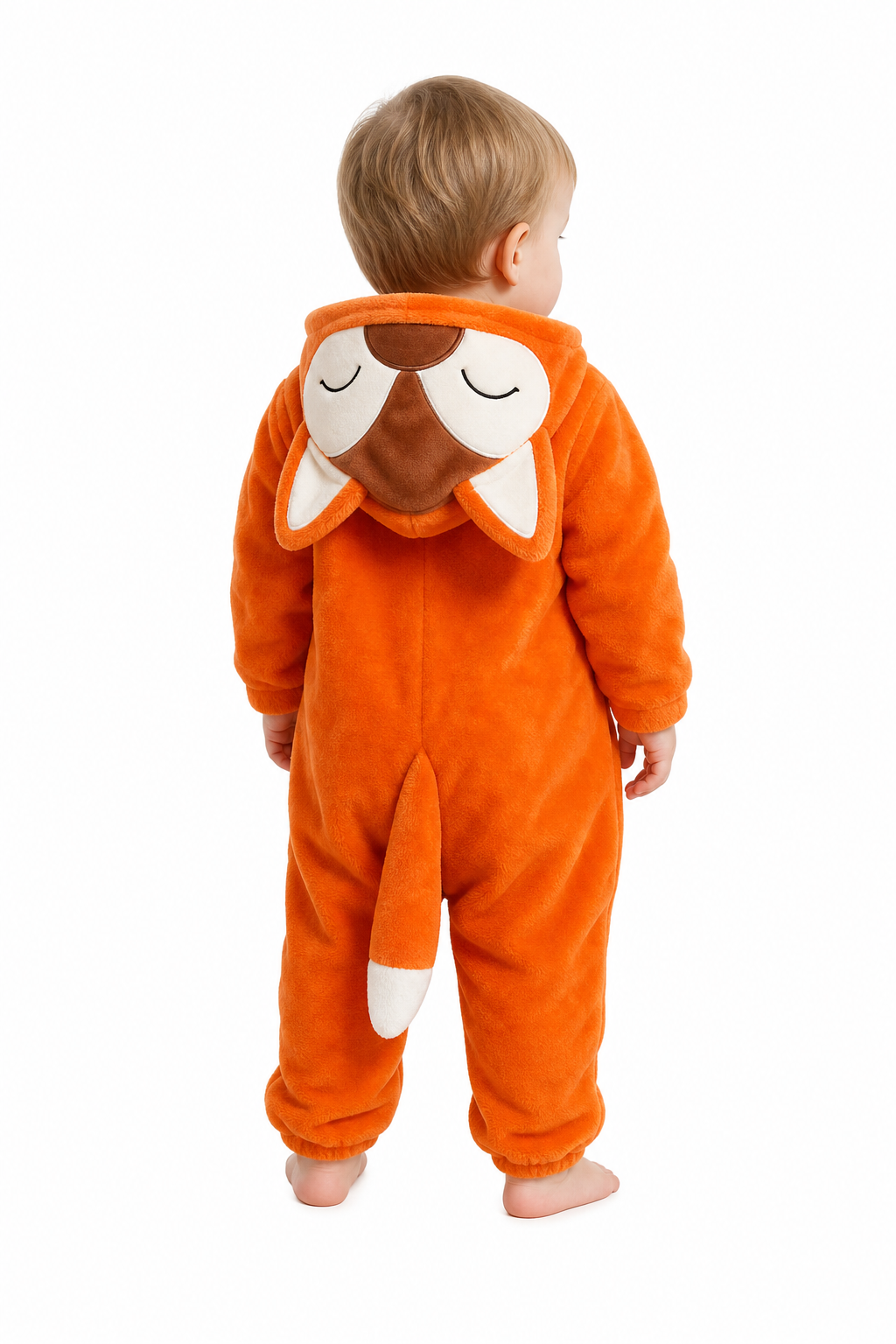 Baby Orange Plush Fox Hooded Onesie