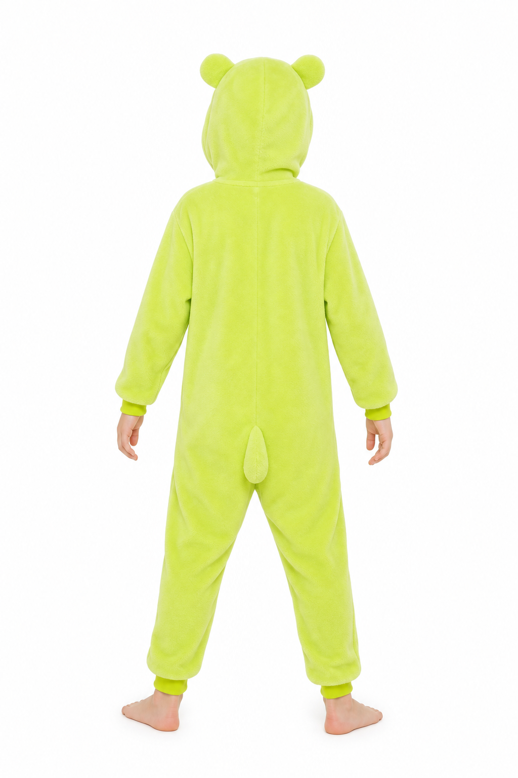 Kids' Hooded Bright Green Frog Plush Kigurumi Onesie