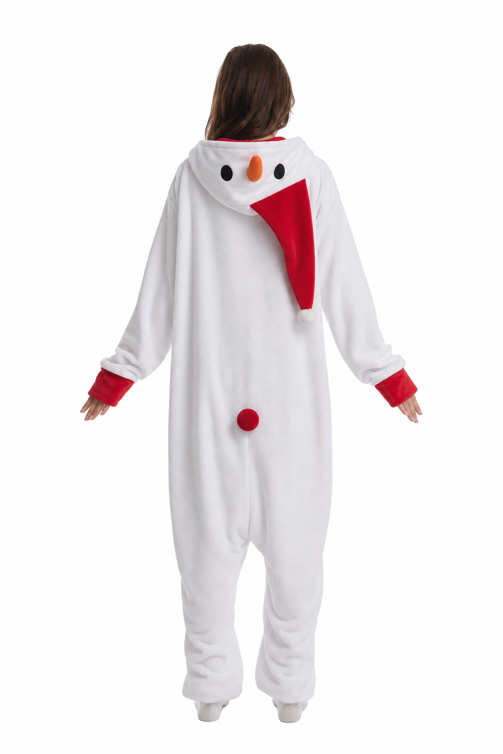 Adult Snowman Kigurumi with Red Scarf and Santa Hat