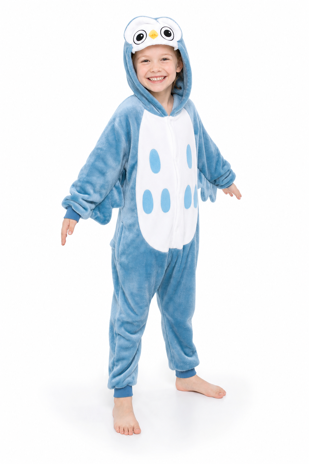 Kids' Hooded Blue Owl Kigurumi Pajama Onesie