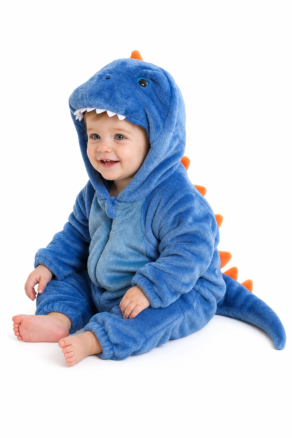 Baby Blue Plush Hooded Dinosaur Kigurumi Onesie
