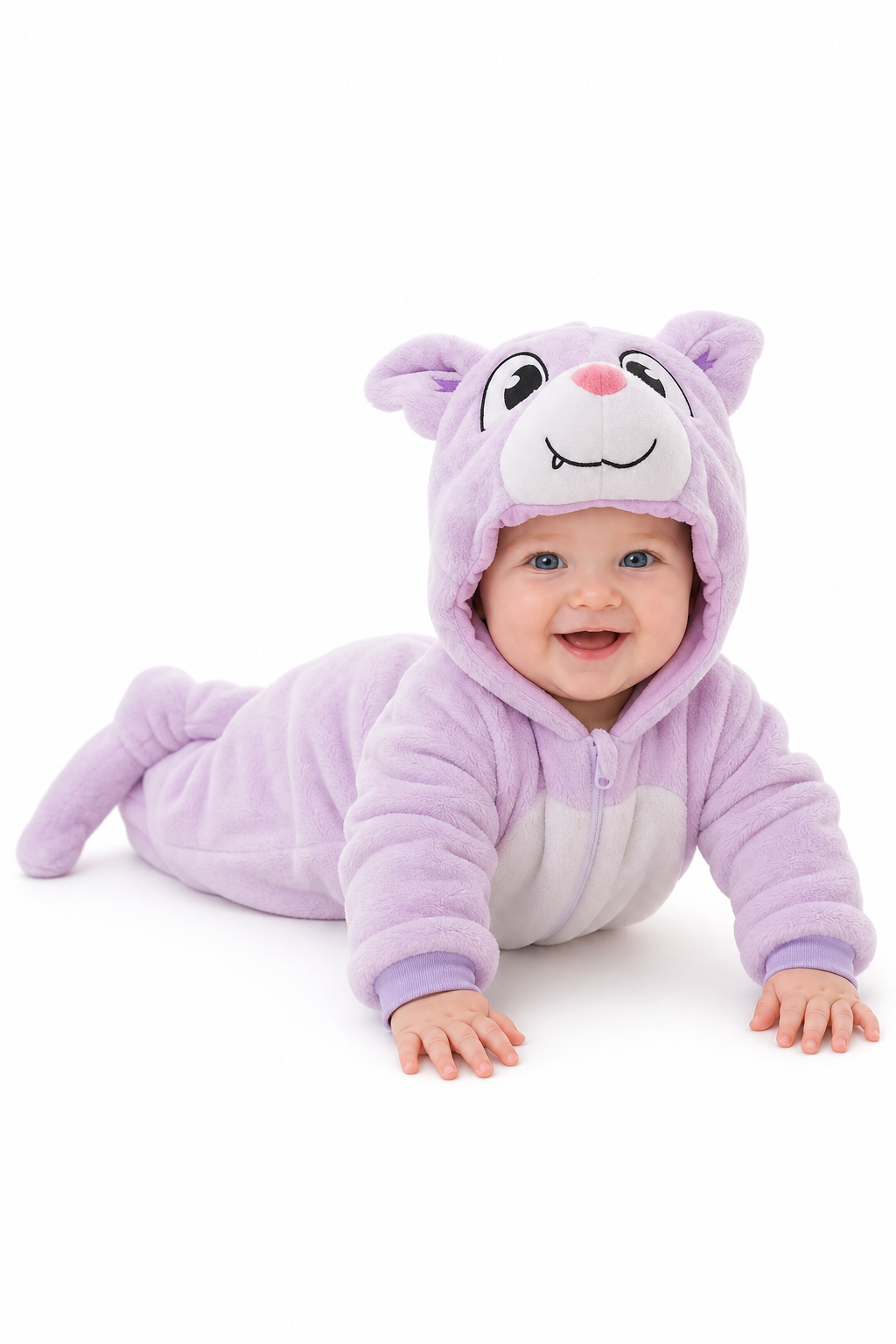 Baby Bat Lavender Plush Cat Hooded Onesie