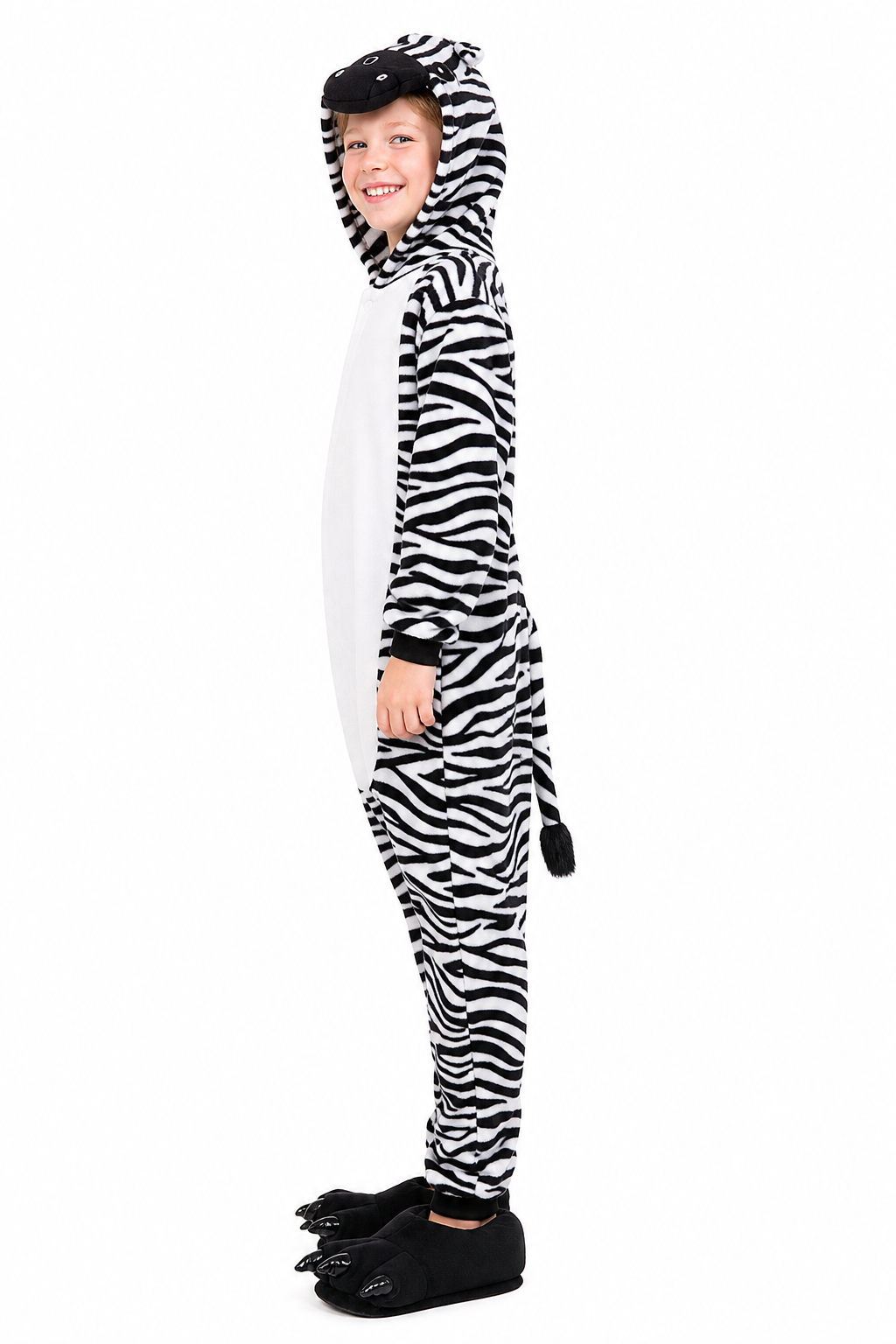 Kids' Plush Black and White Zebra Onesie
