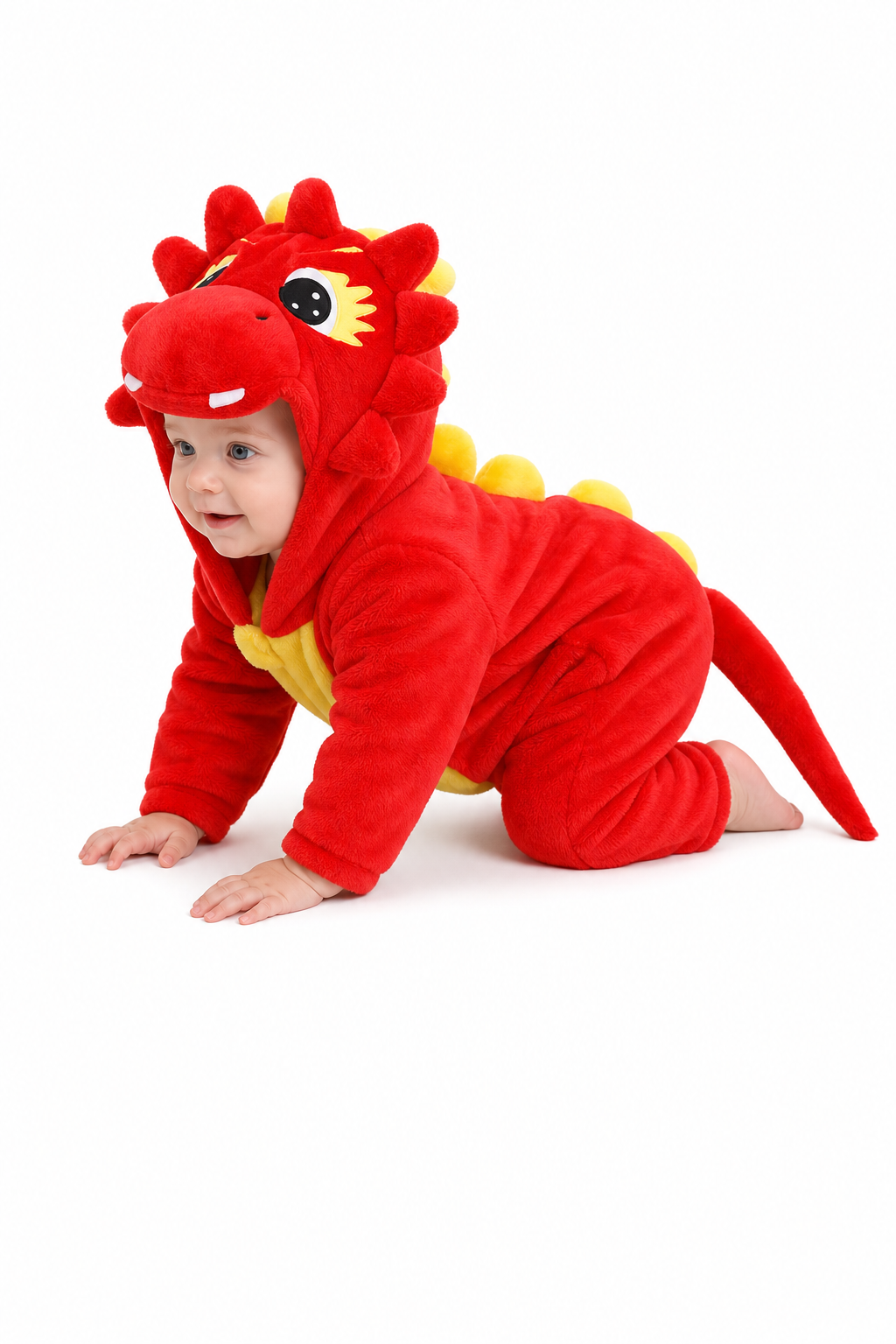 Cozy Baby Red Dragon Plush Hooded Kigurumi Onesie