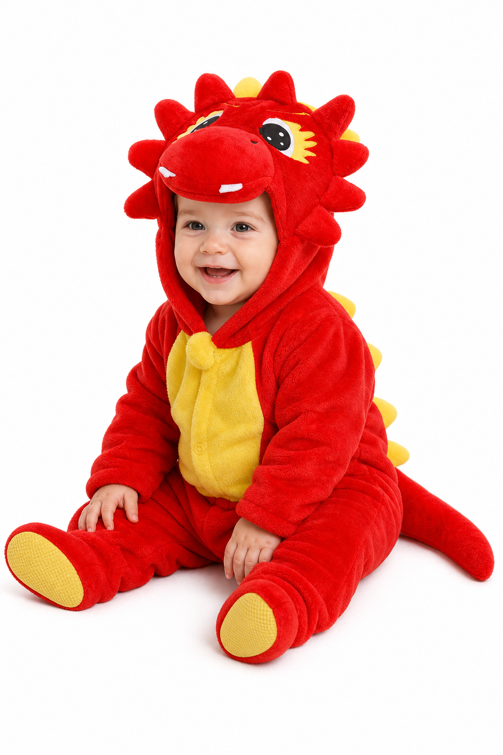 Cozy Baby Red Dragon Plush Hooded Kigurumi Onesie