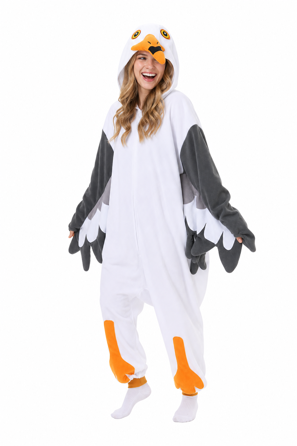 Adult Plush White & Grey Seagull Kigurumi