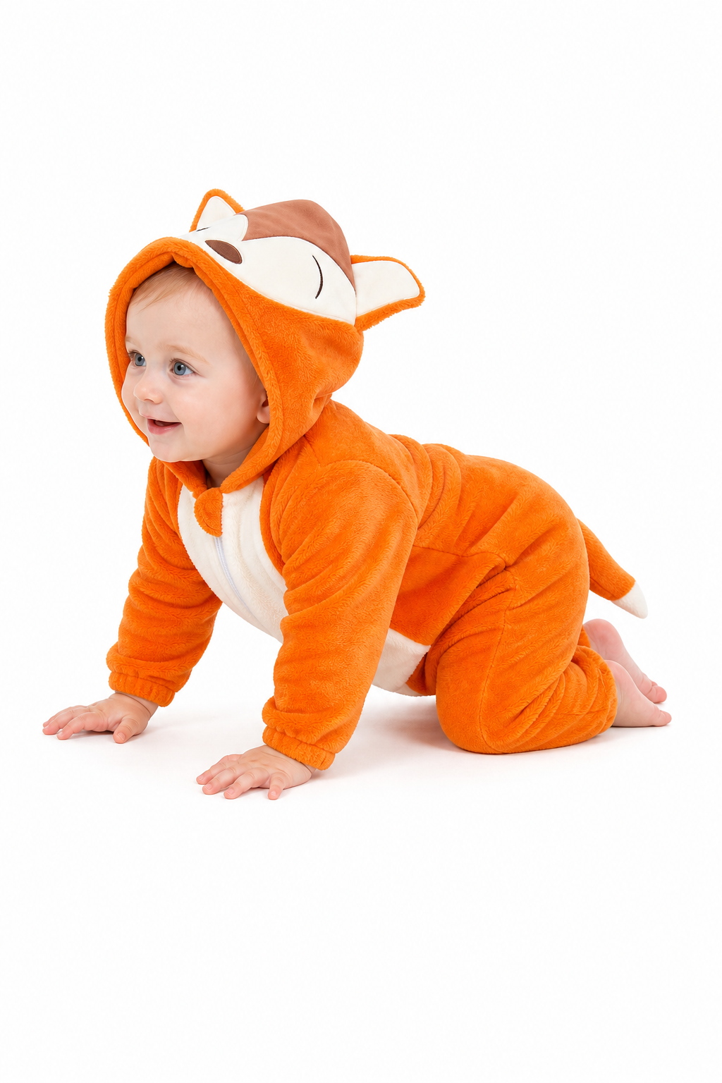 Baby Orange Plush Fox Hooded Onesie