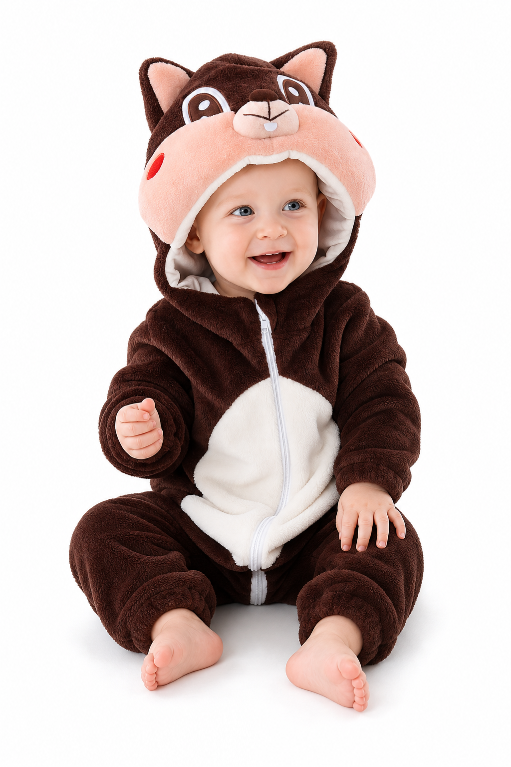 Baby Brown Squirrel Hooded Plush Kigurumi Onesie