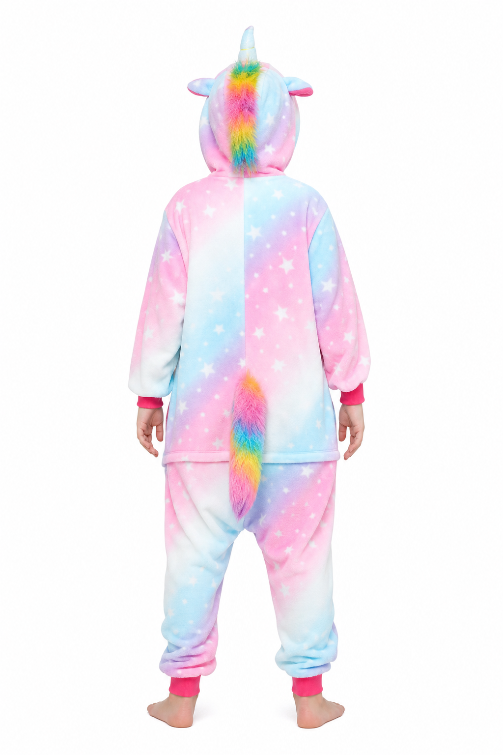 Kids' Hooded Pink and Blue Pastel Star Unicorn Kigurumi Pajama Onesie