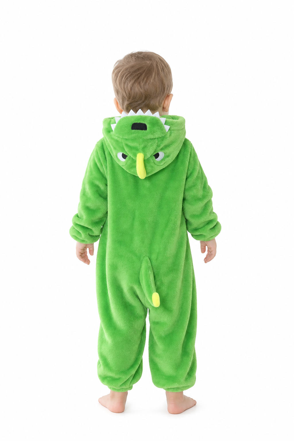 Green Baby Plush Dinosaur Onesie with Yellow Belly