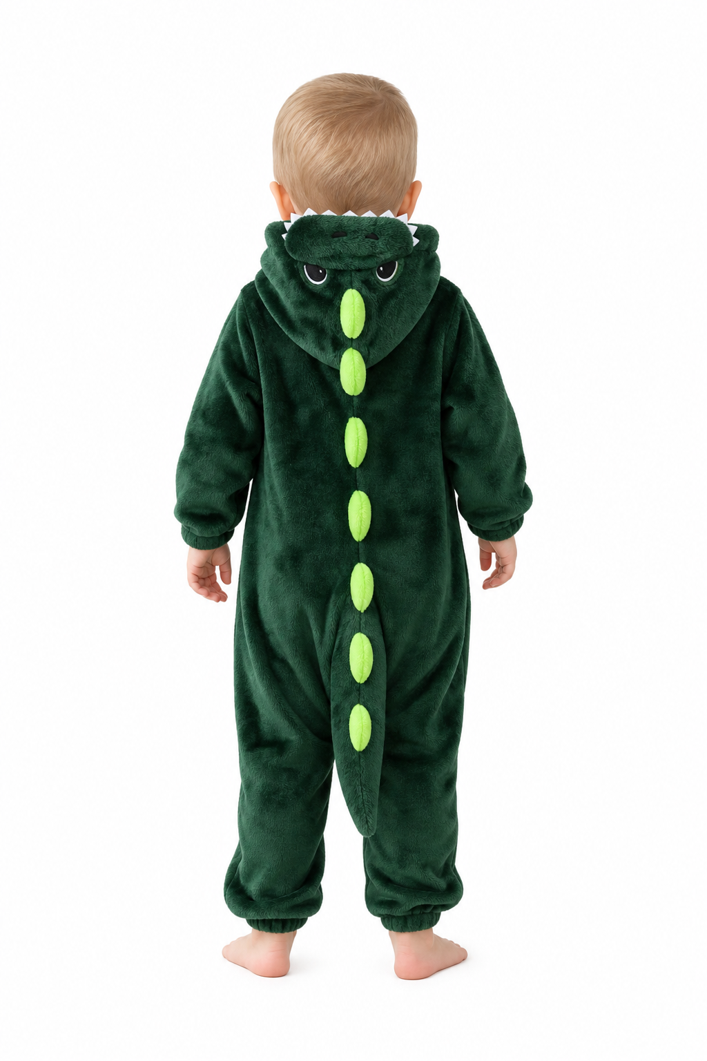 Plush Dark Green Baby Dino Onesie with Green Belly