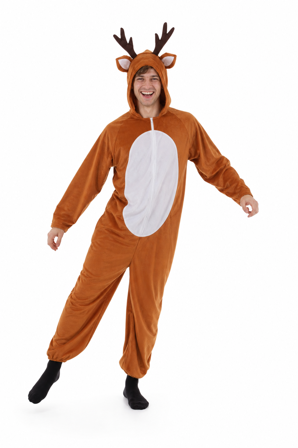 Adult Reindeer Kigurumi Onesie with Antler Hood