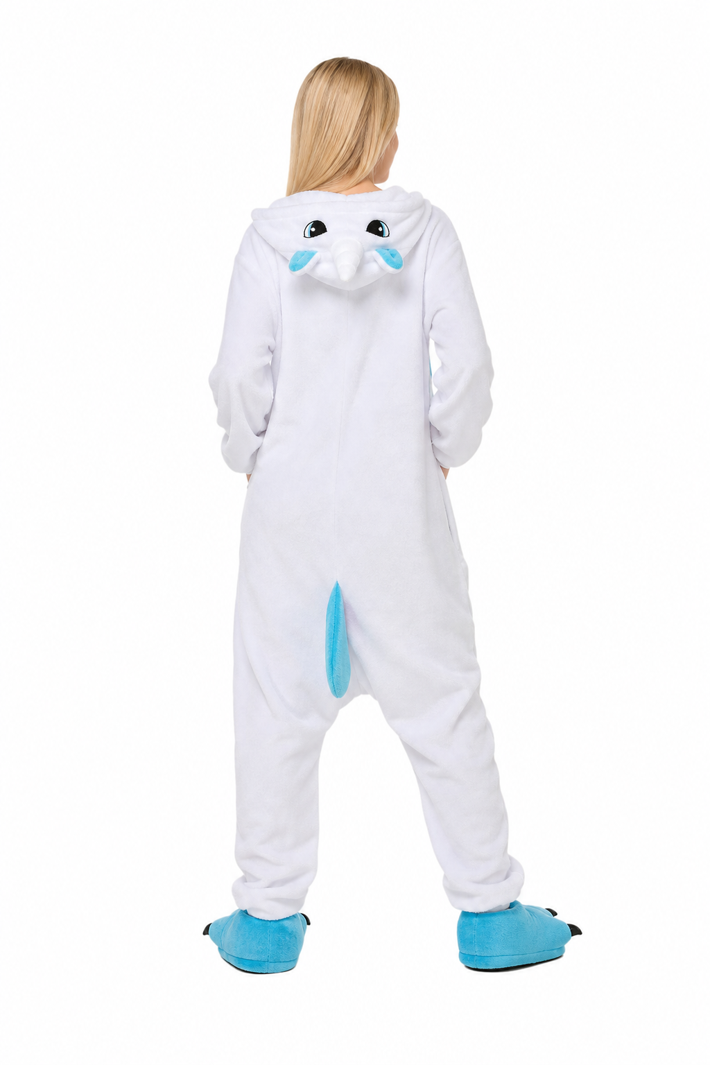 Adult Hooded White & Blue Unicorn Kigurumi Onesie