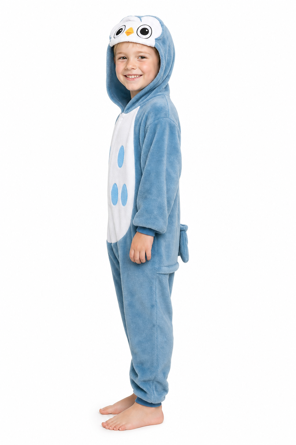 Kids' Hooded Blue Owl Kigurumi Pajama Onesie