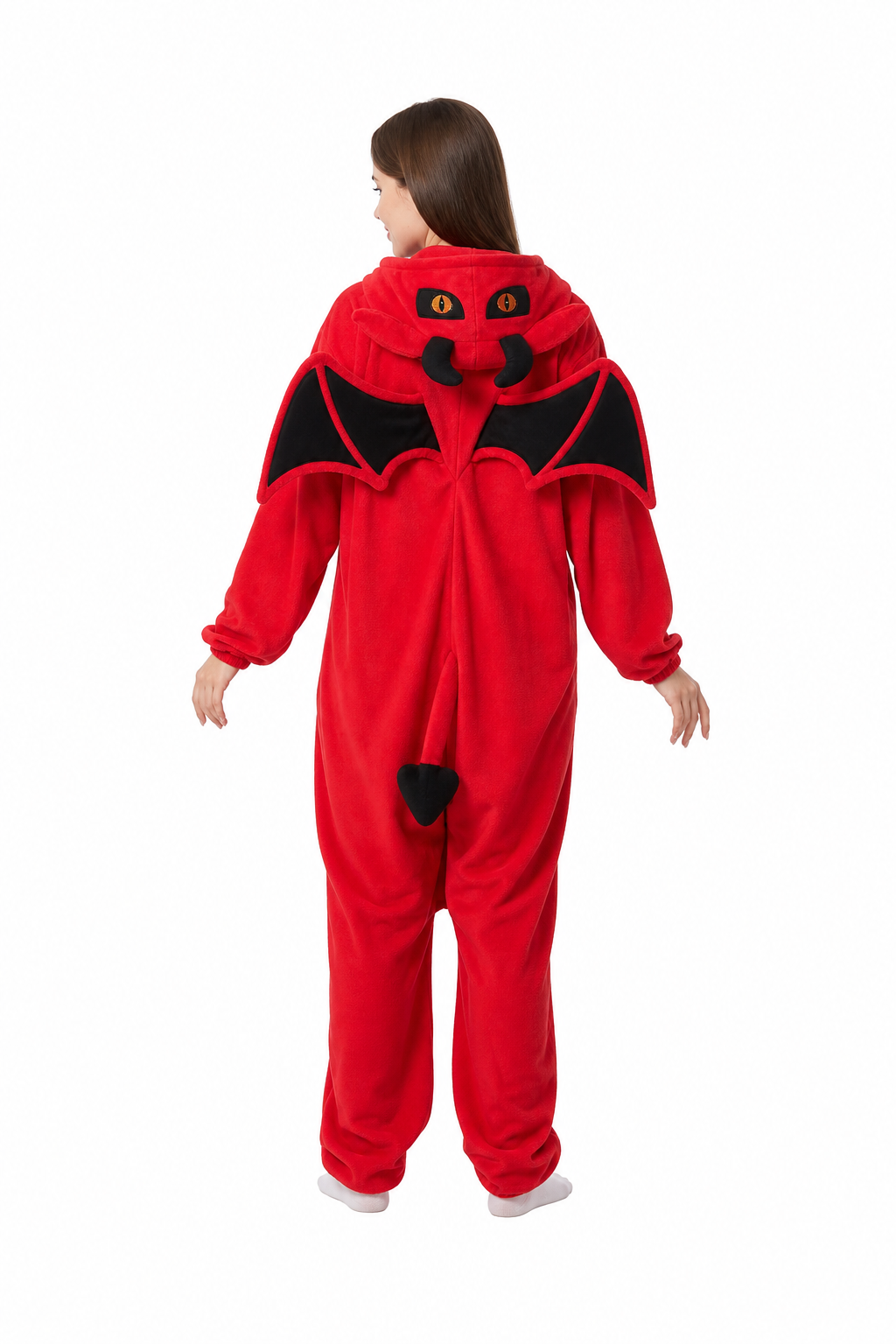 Adult Red Devil Hooded Kigurumi with Wings