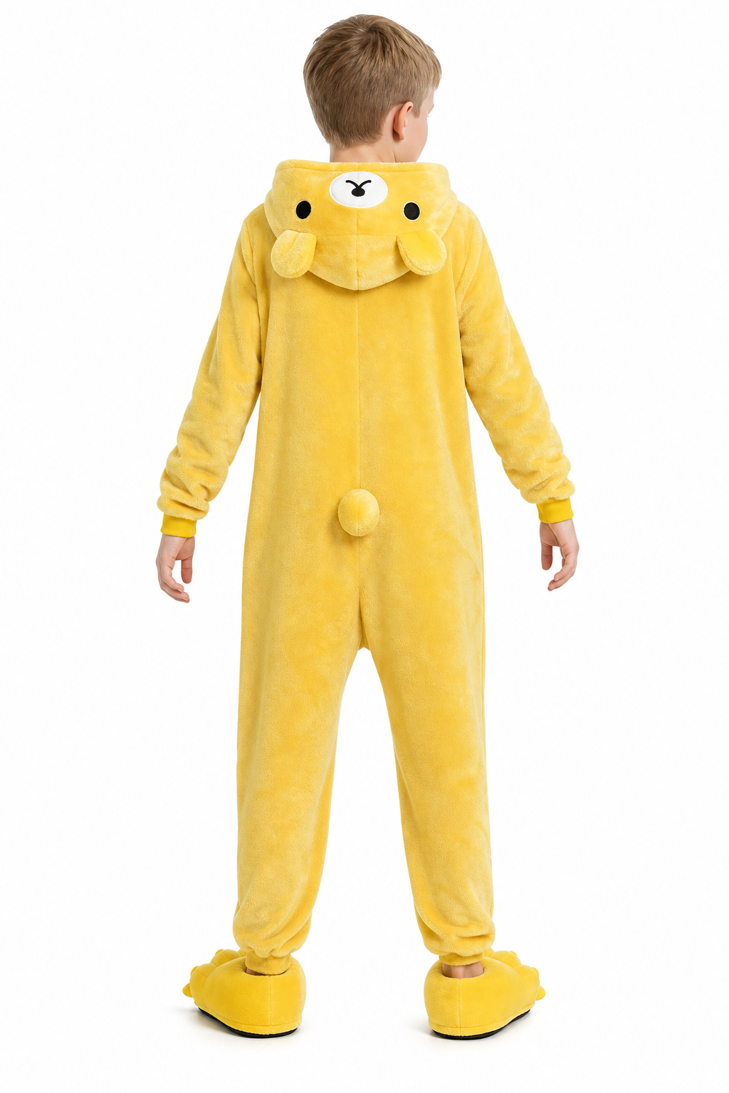 Kids' Hooded Golden Yellow Bear Kigurumi Onesie