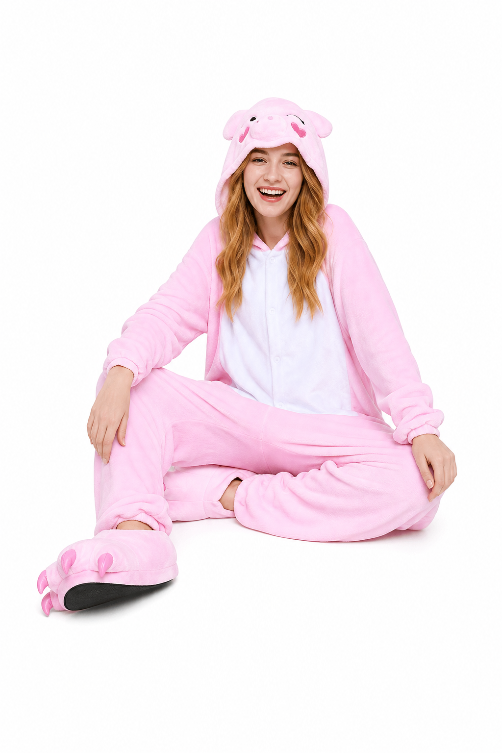 Adult Hooded Pink Pig Kigurumi Onesie