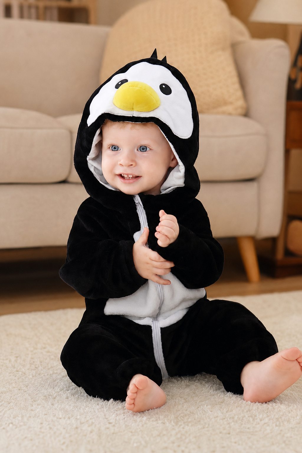 Plush Hooded Baby Penguin Kigurumi Onesie