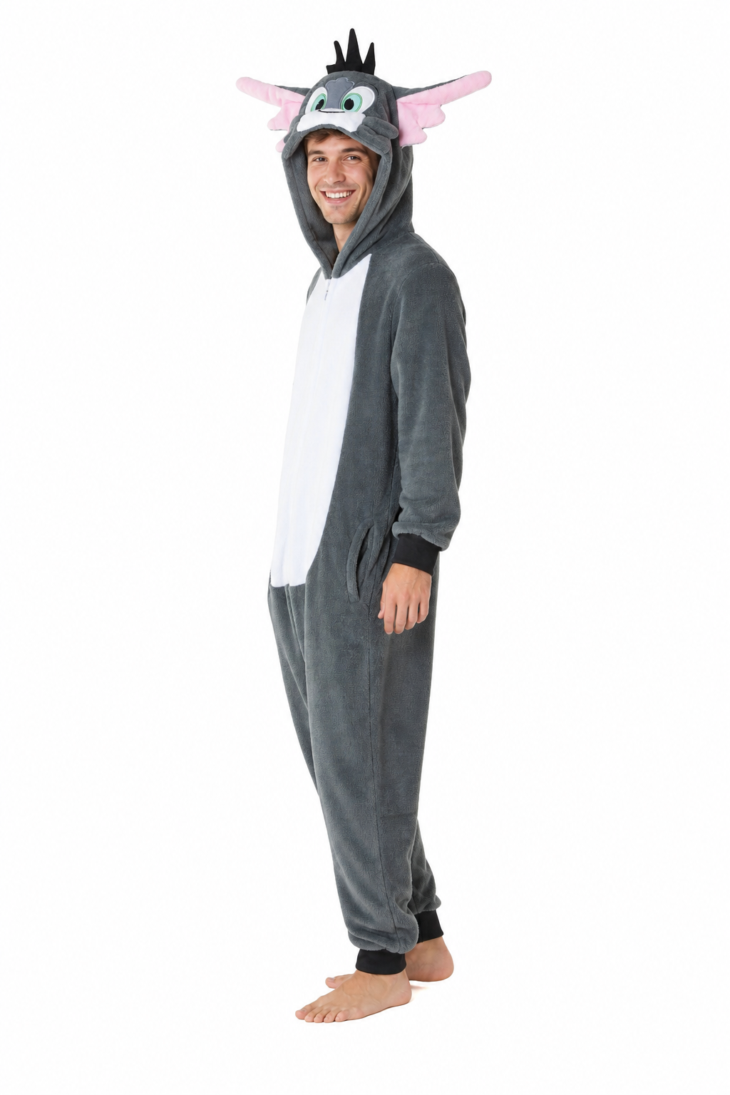 Adult Hooded Grey Tom Cat Kigurumi Onesie