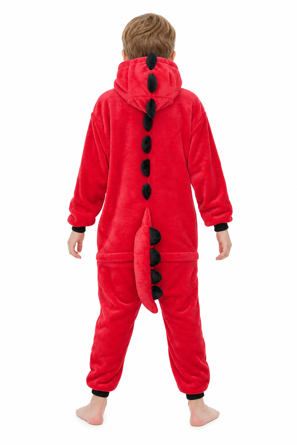 Kids' Hooded Red T-Rex Kigurumi Pajama Onesie