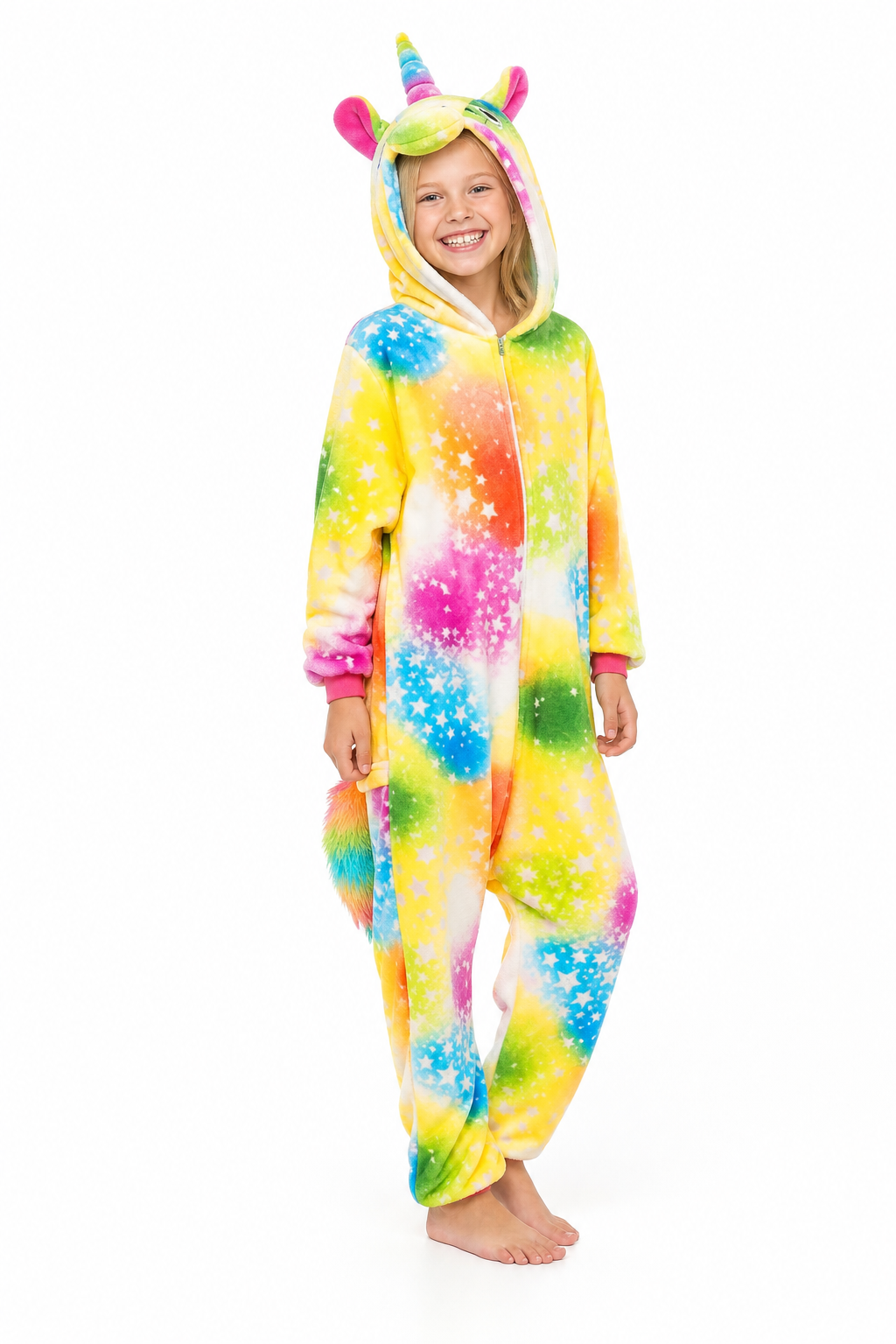 Kids' Rainbow Star Unicorn Plush Onesie