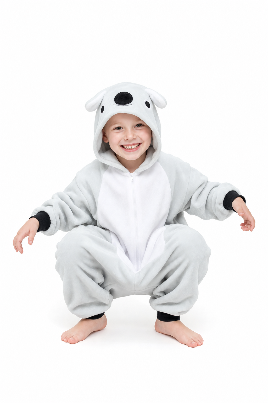 Kids' Hooded Gray Koala Kigurumi Costume Onesie
