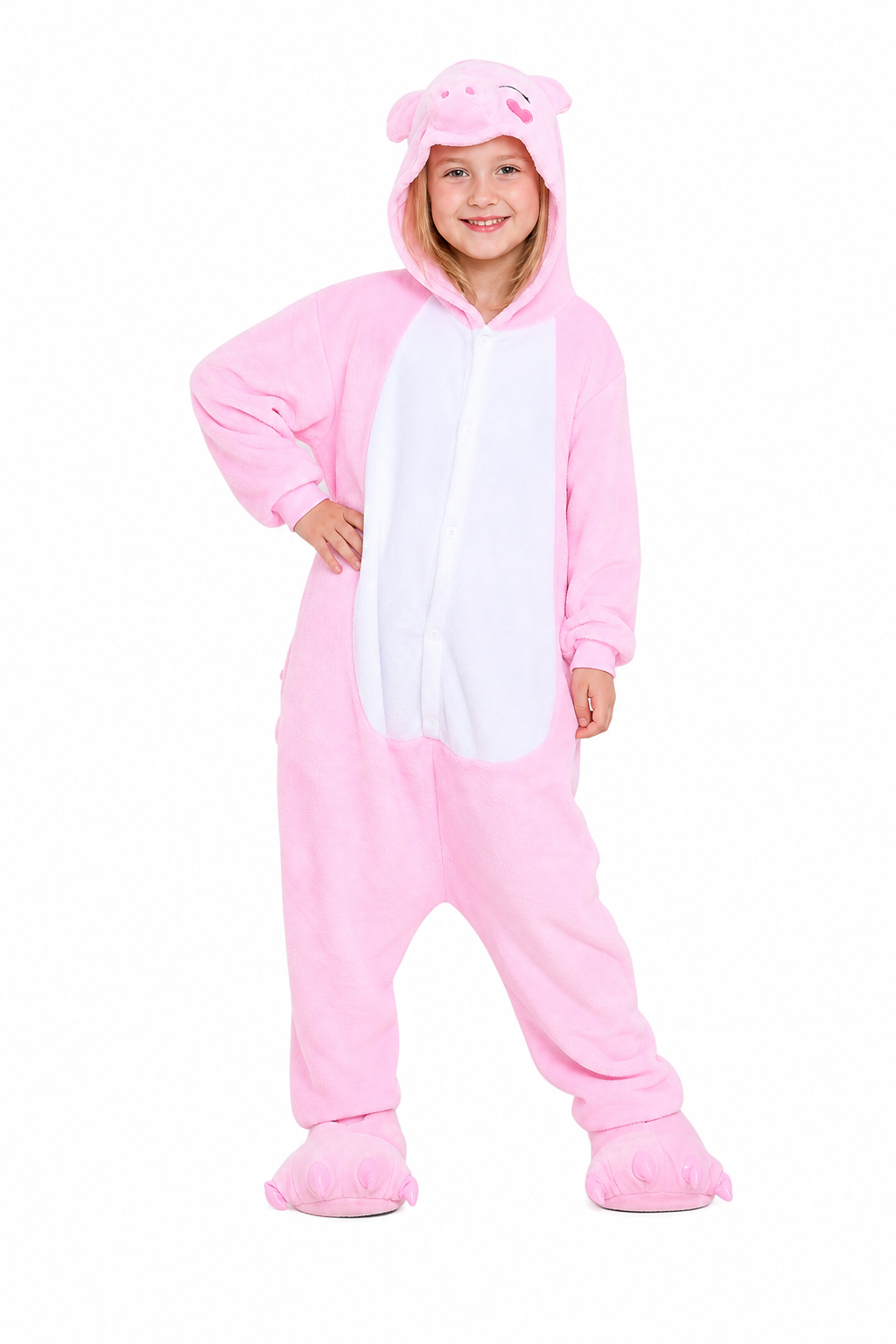 Kids' Hooded Baby Pink Pig Kigurumi Pajama Onesie