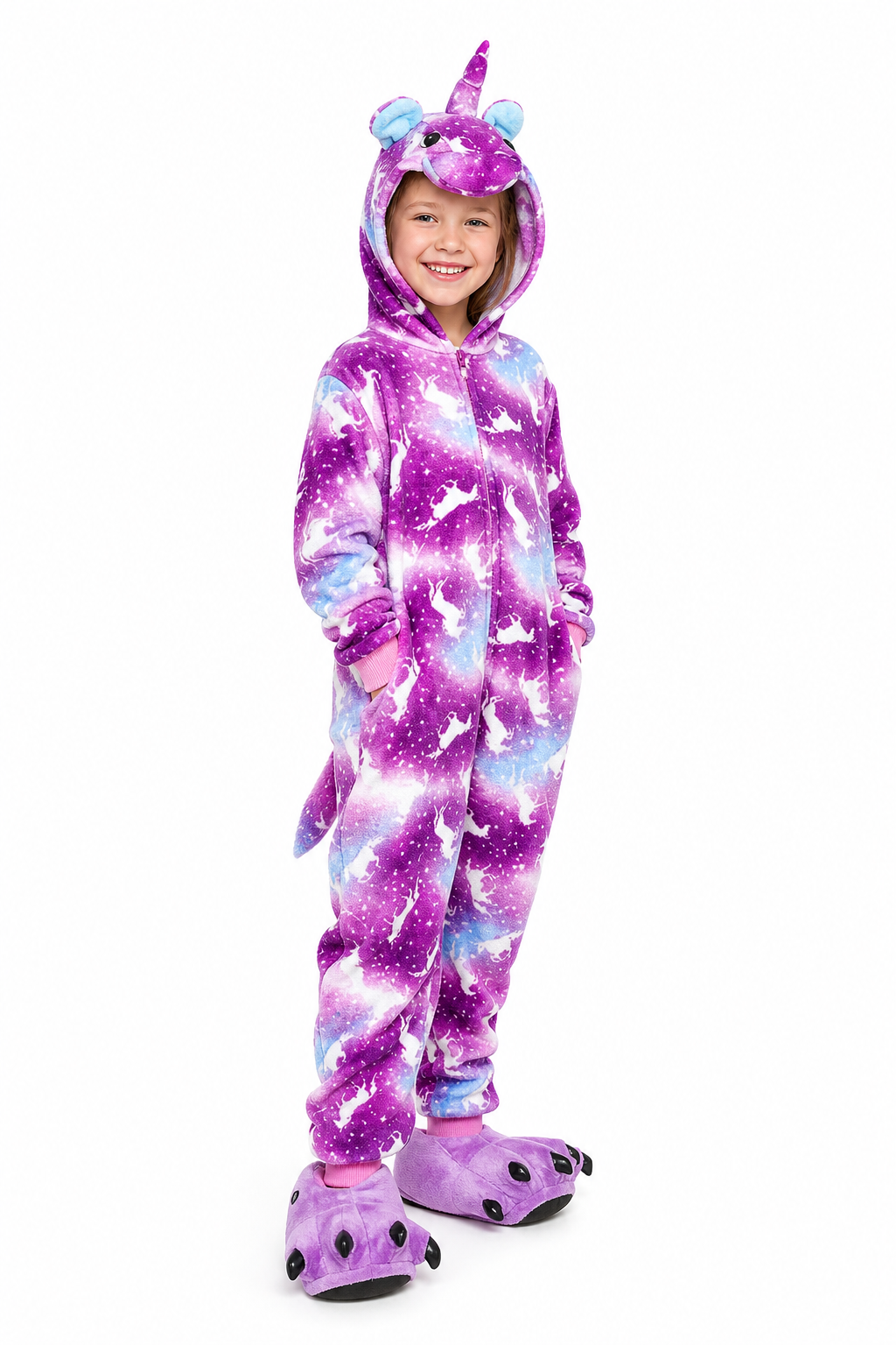 Kids Plush Unicorn Galaxy Print Onesie