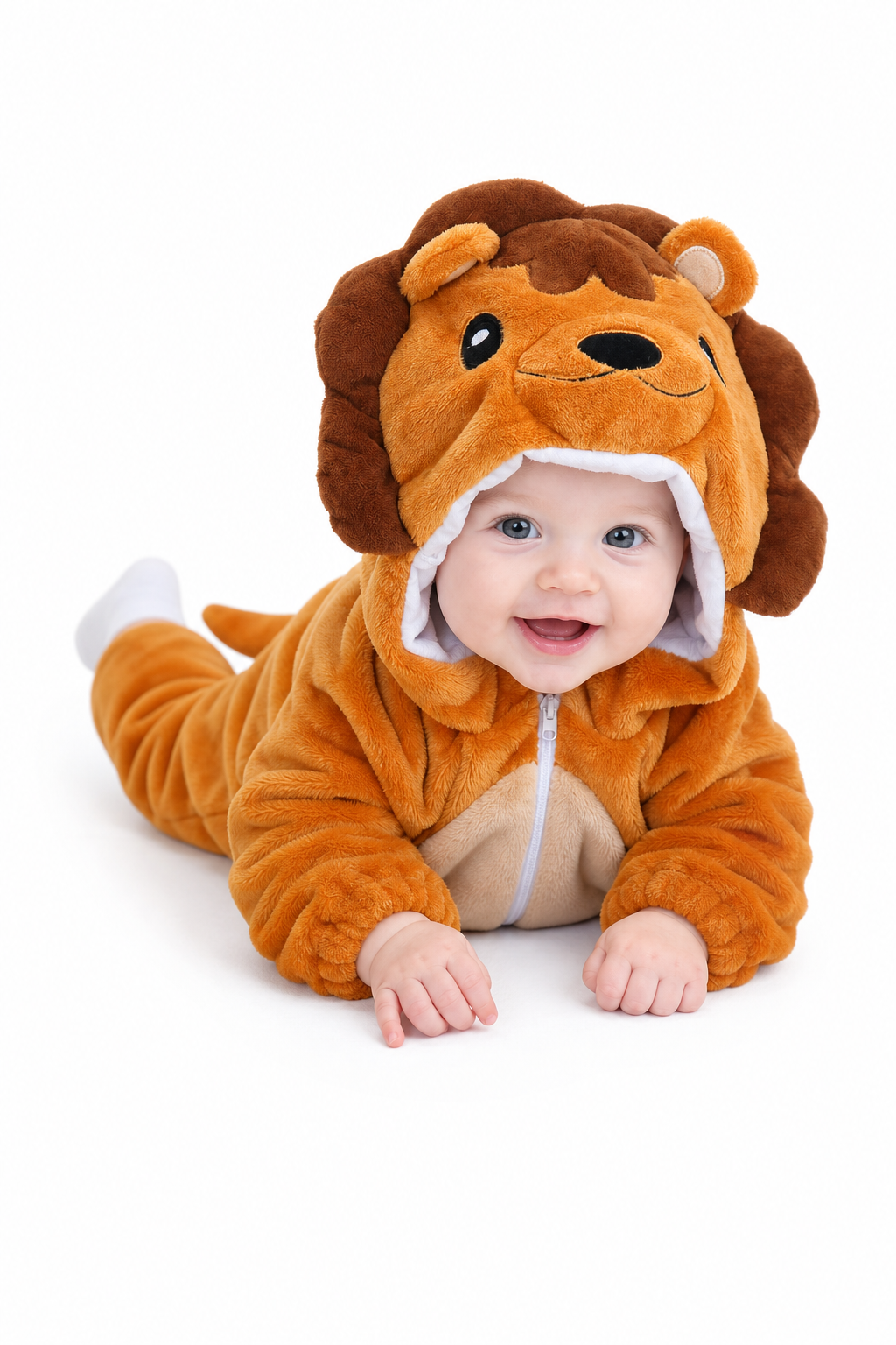 Baby Brown Plush Lion Hooded Onesie