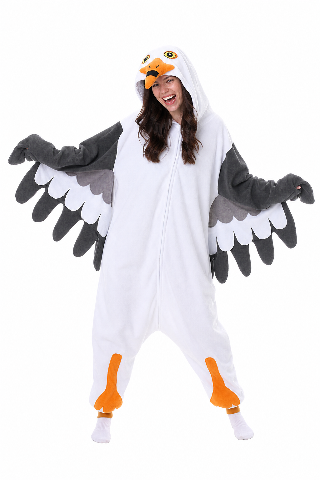 Adult Plush White & Grey Seagull Kigurumi