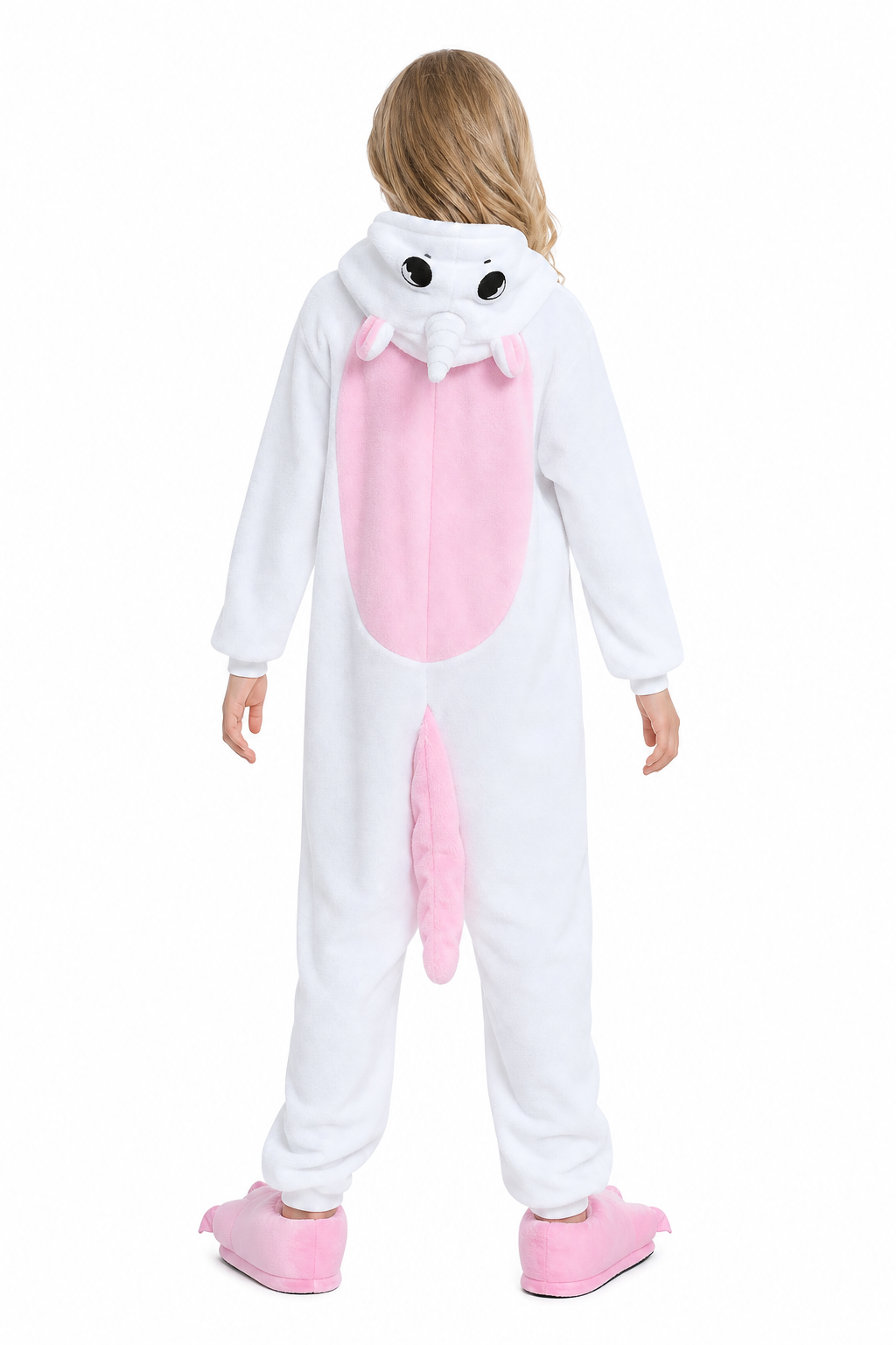 Kids' Hooded White and Pastel Pink Unicorn Kigurumi Onesie