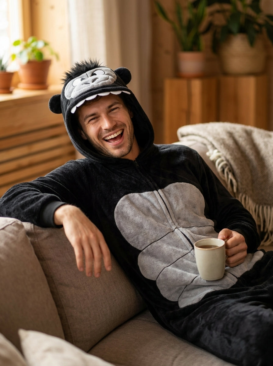 Adult Hooded Black Gorilla Kigurumi Onesie