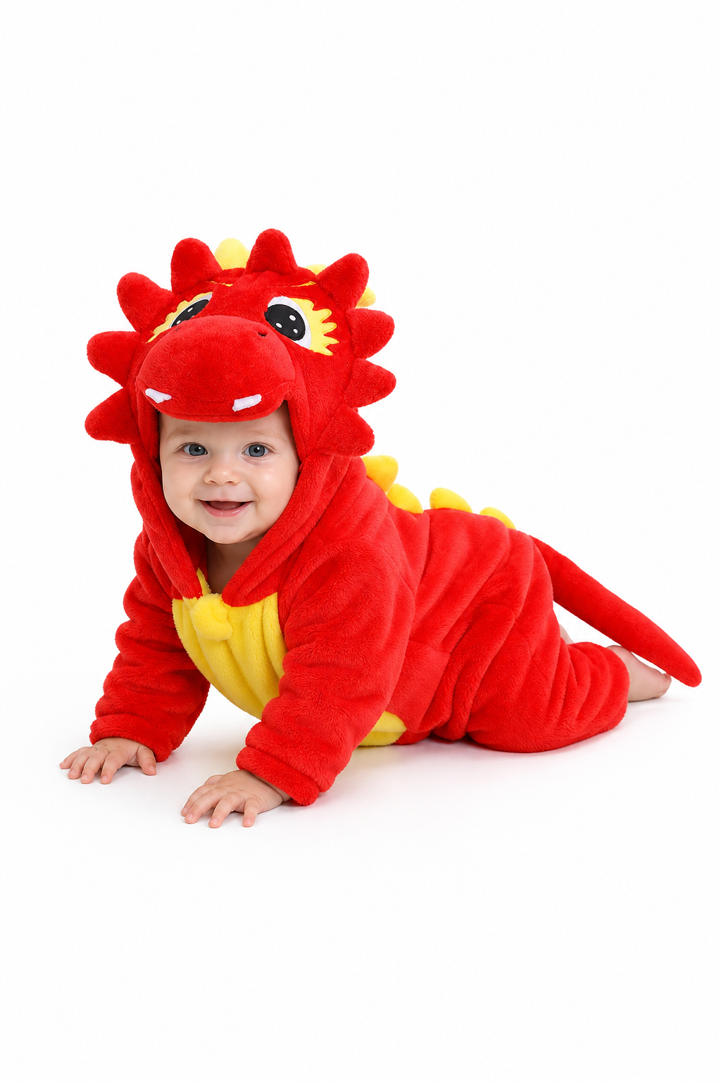 Cozy Baby Red Dragon Plush Hooded Kigurumi Onesie